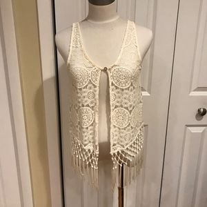 Boho reversible crochet vest cardigan